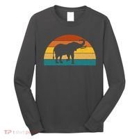 Elephant Lover Retro Sunset Long Sleeve Shirt thumb 0