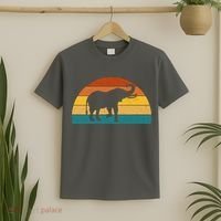 Elephant Lover Retro Sunset T-Shirt thumb 2