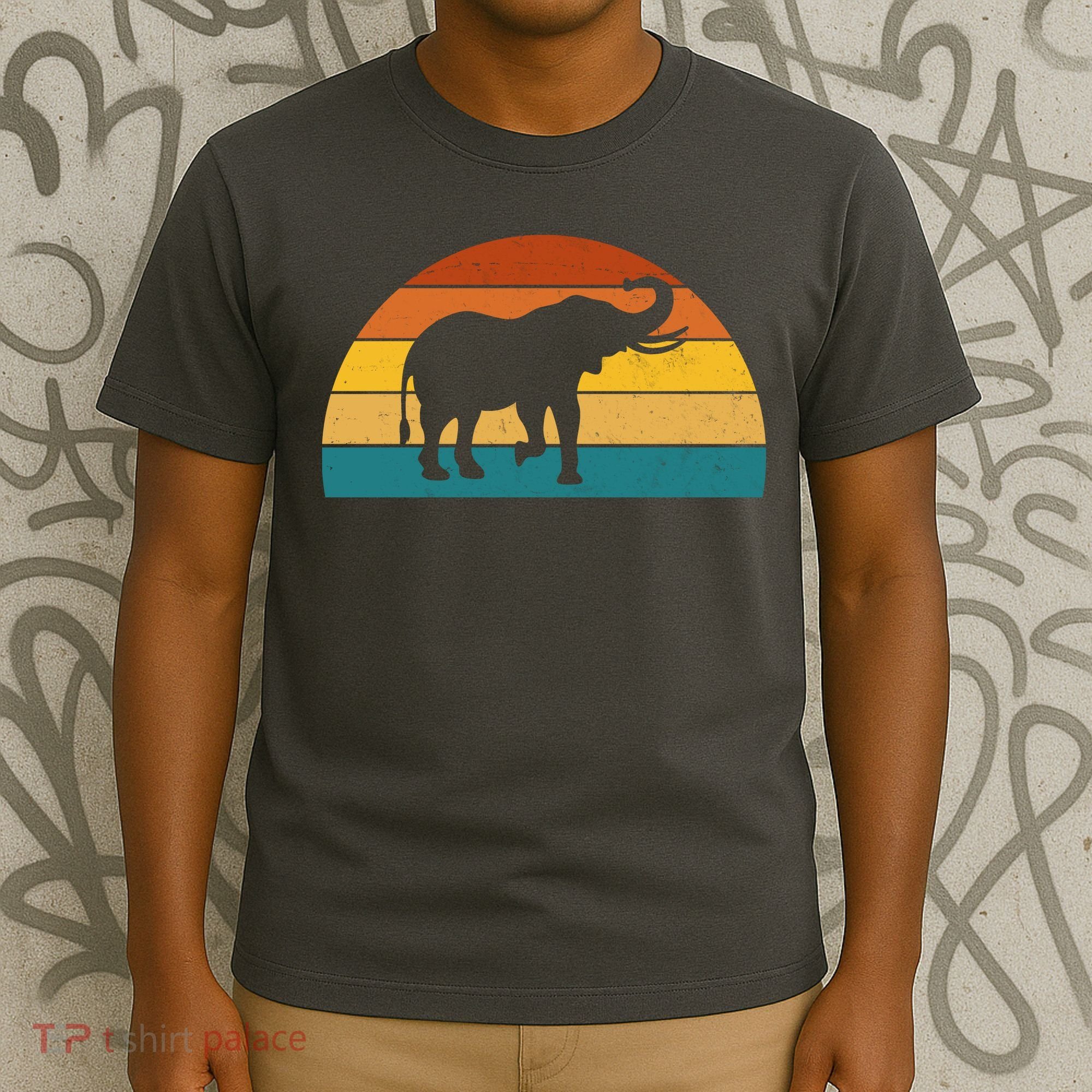 Elephant Lover Retro Sunset T-Shirt