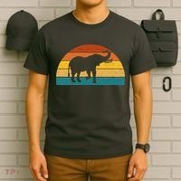 Elephant Lover Retro Sunset T-Shirt thumb 6