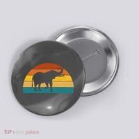 Elephant Lover Retro Sunset Button thumb 0