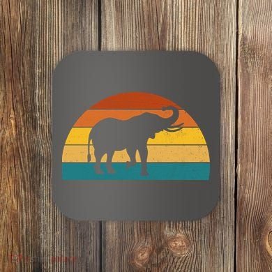 Elephant Lover Retro Sunset Coaster