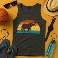 Elephant Lover Retro Sunset Tank Top thumb 4