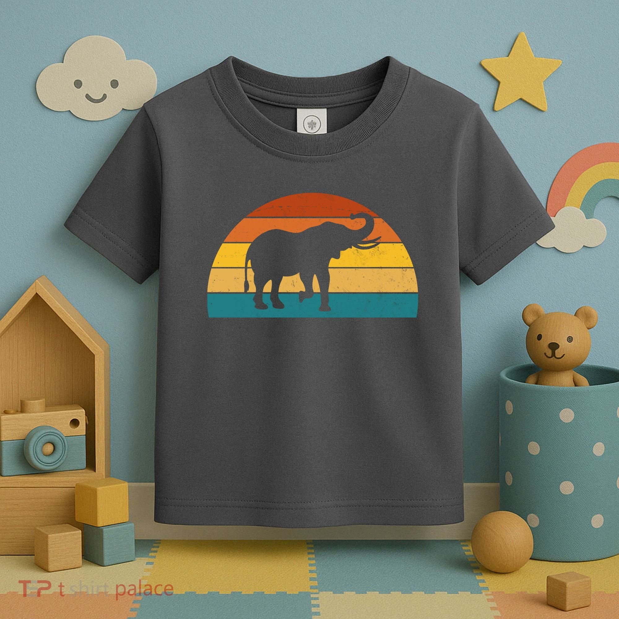 Elephant Lover Retro Sunset Toddler T-Shirt