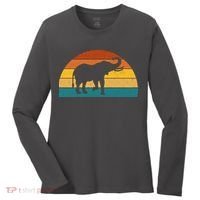 Elephant Lover Retro Sunset Women's Long Sleeve Shirt thumb 0