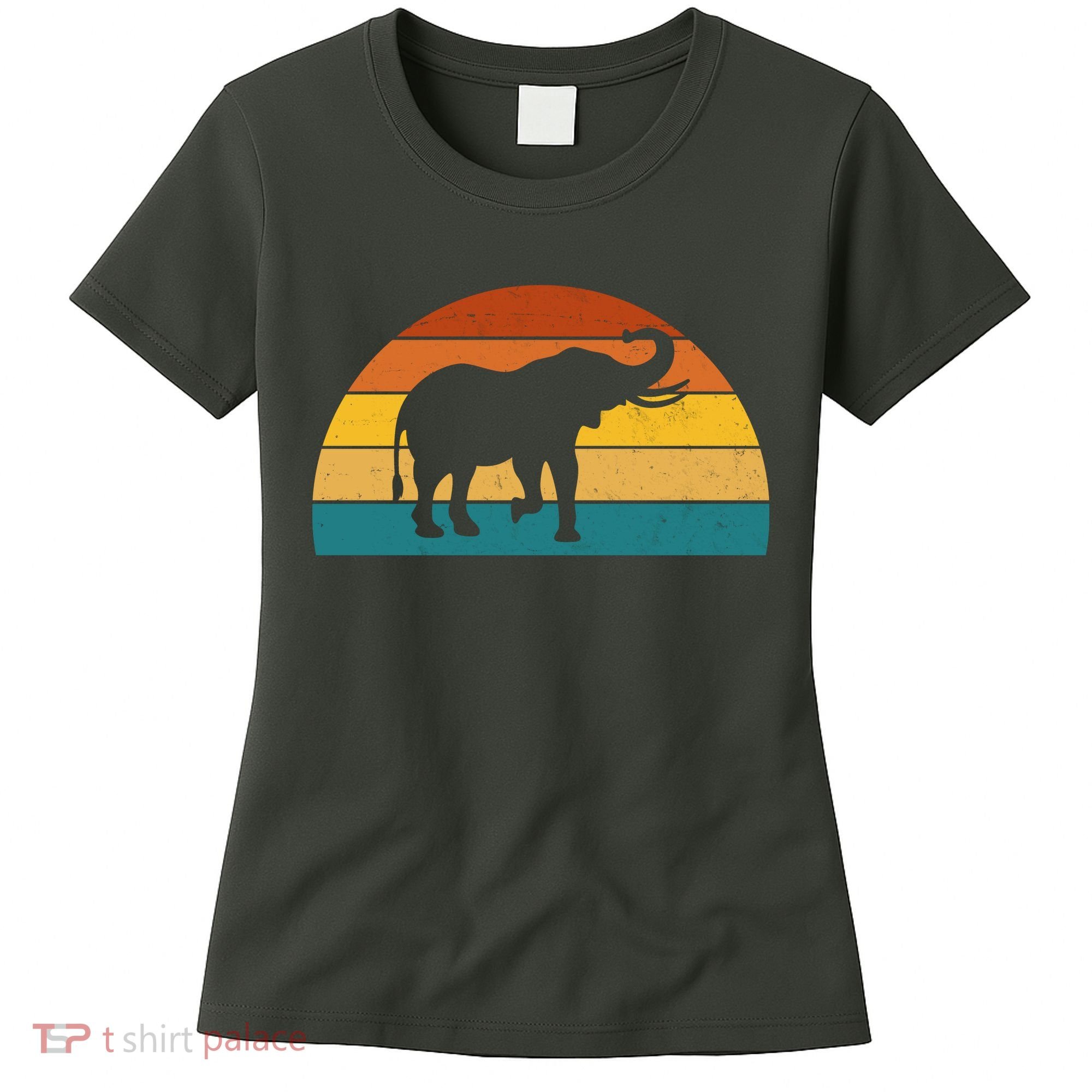 Elephant Lover Retro Sunset Women's T-Shirt