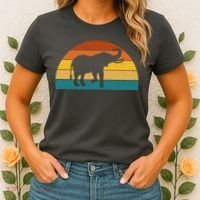 Elephant Lover Retro Sunset Women's T-Shirt thumb 2