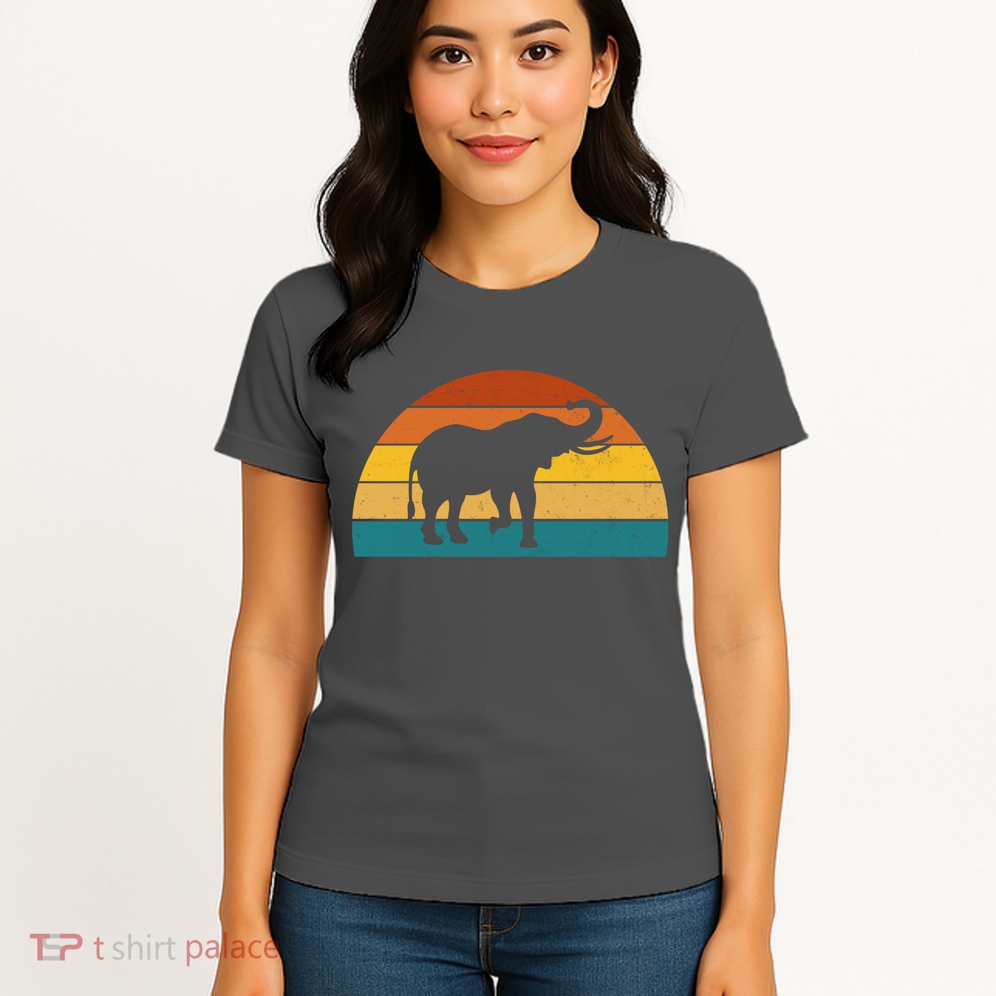 Elephant Lover Retro Sunset Women's T-Shirt