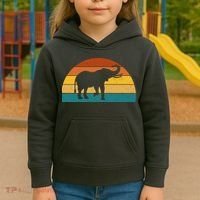 Elephant Lover Retro Sunset Kids Hoodie thumb 3