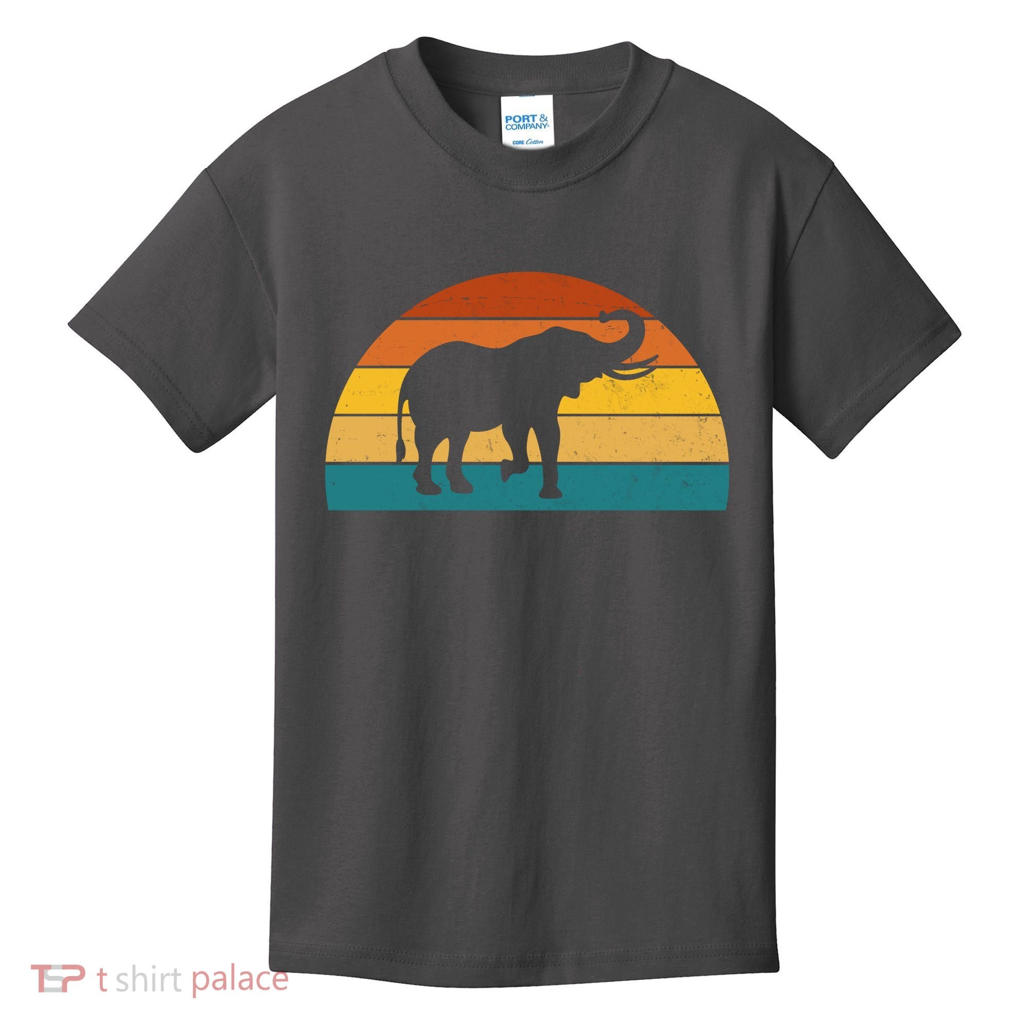 Elephant Lover Retro Sunset Kids T-Shirt
