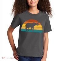 Elephant Lover Retro Sunset Kids T-Shirt thumb 2