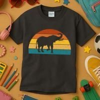 Elephant Lover Retro Sunset Kids T-Shirt thumb 3