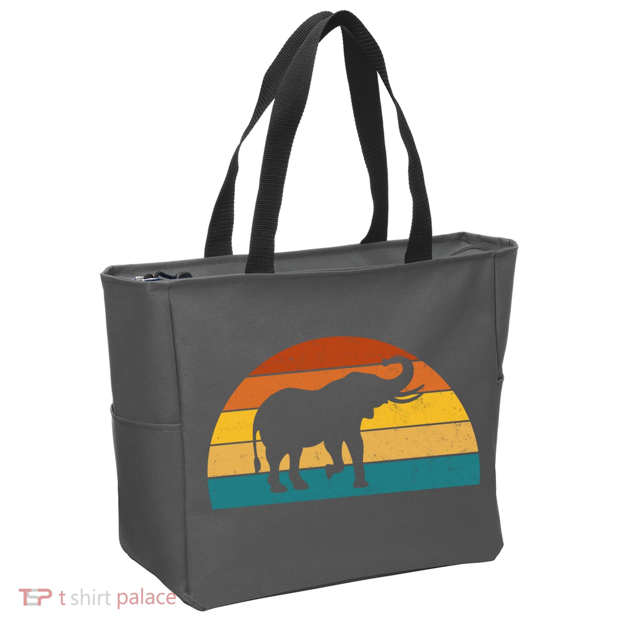 Elephant Lover Retro Sunset Tote Bag