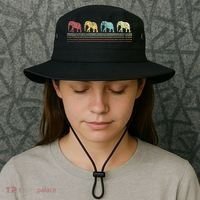 Elephant Lover Retro Elephant animal Bucket Hat thumb 3