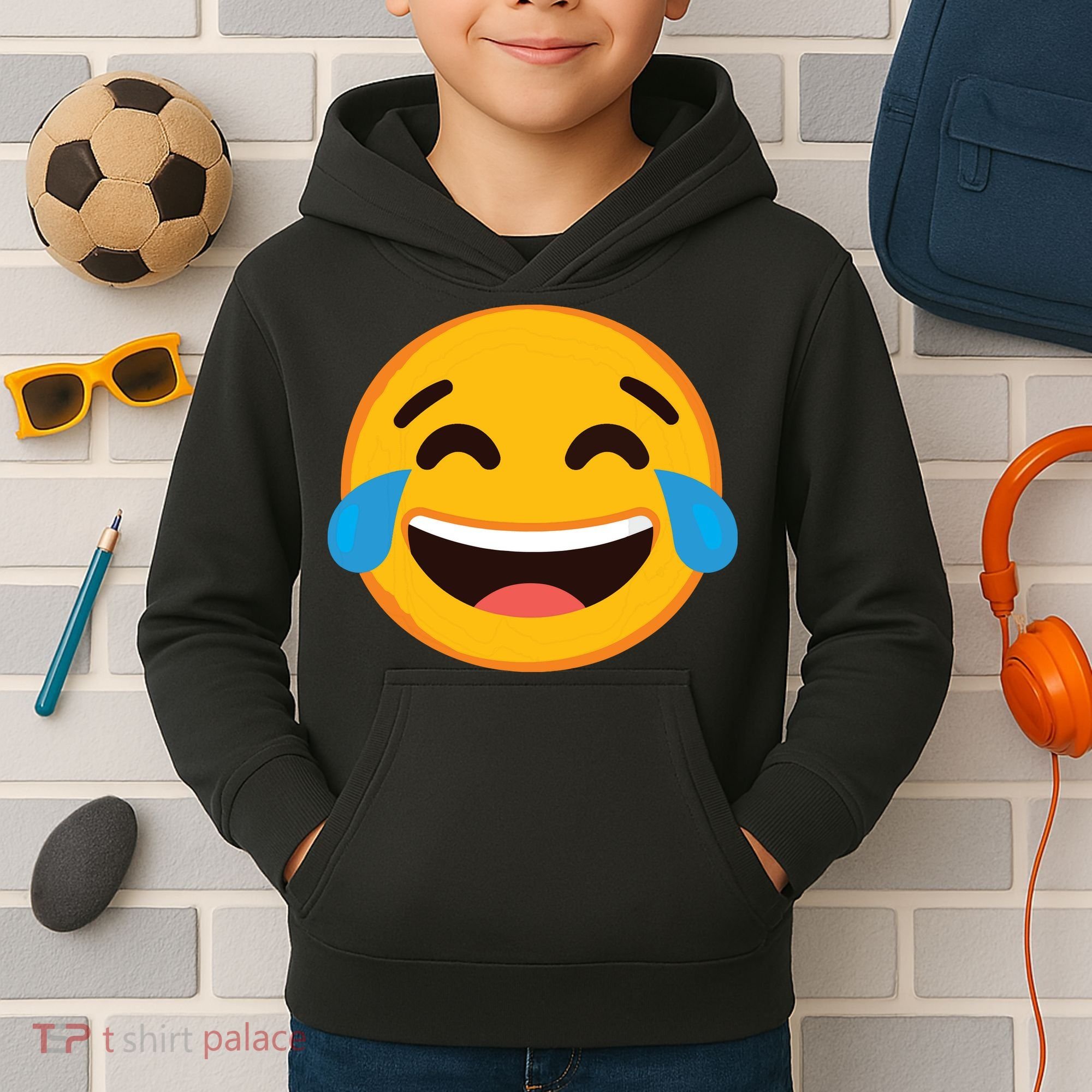 Emoticon Laughing Tears Face With Tears Of Joy Gift Kids Hoodie