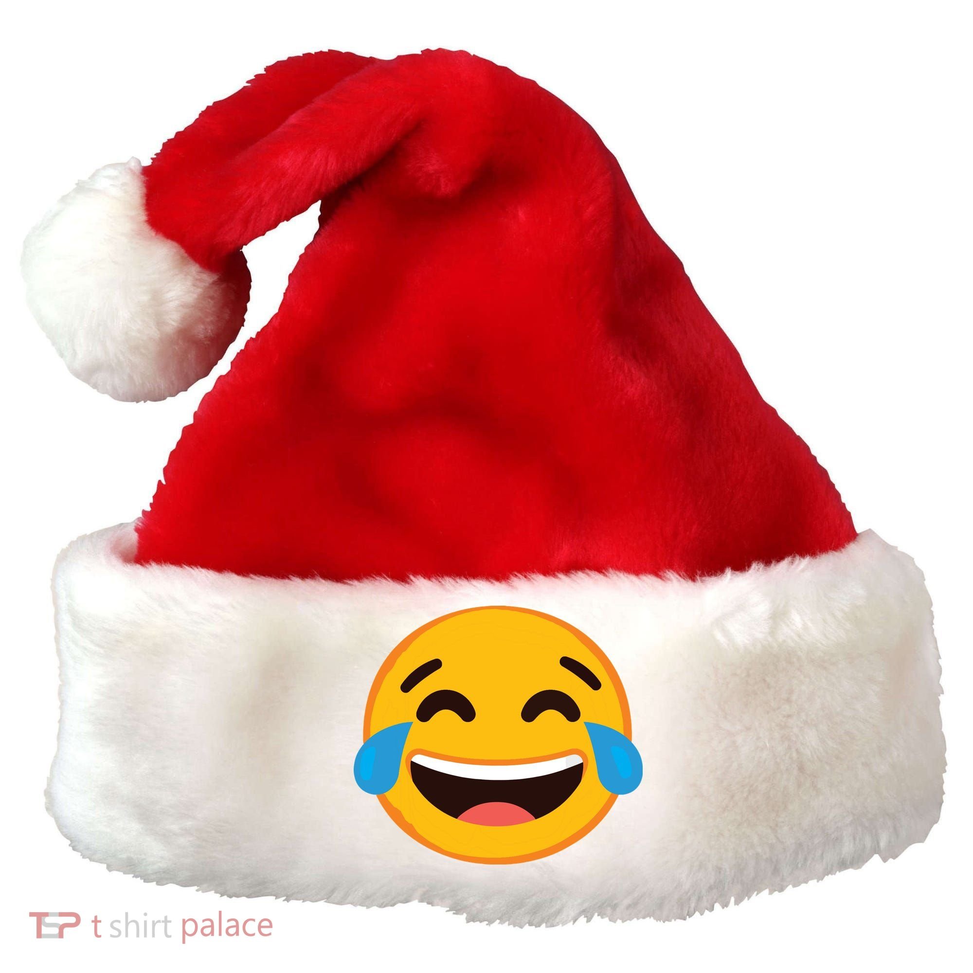 Emoticon Laughing Tears Face With Tears Of Joy Gift Santa Hat