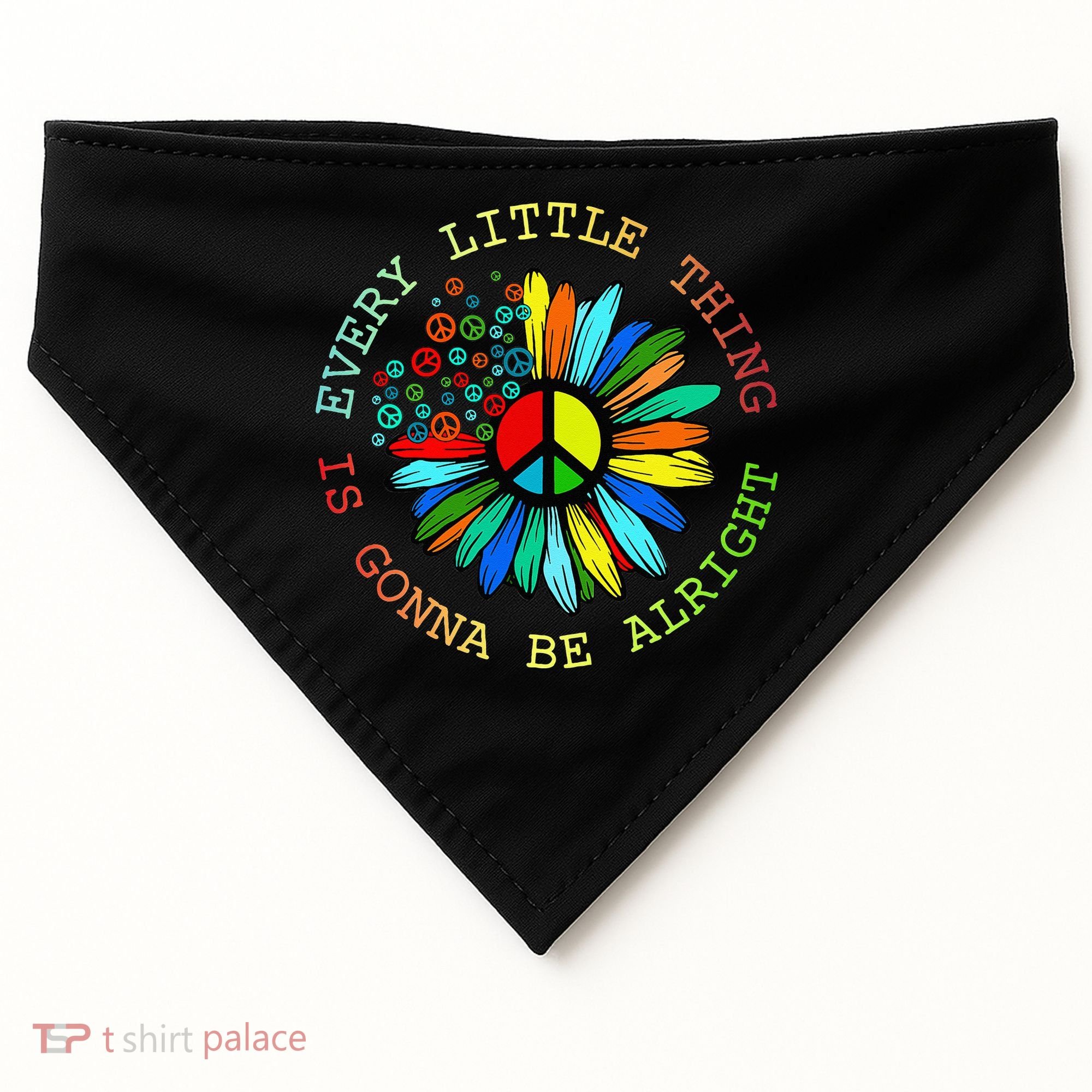 Every Little Thing Is Gonna Be Alright Hippie Flower USA-Made Doggie Bandana