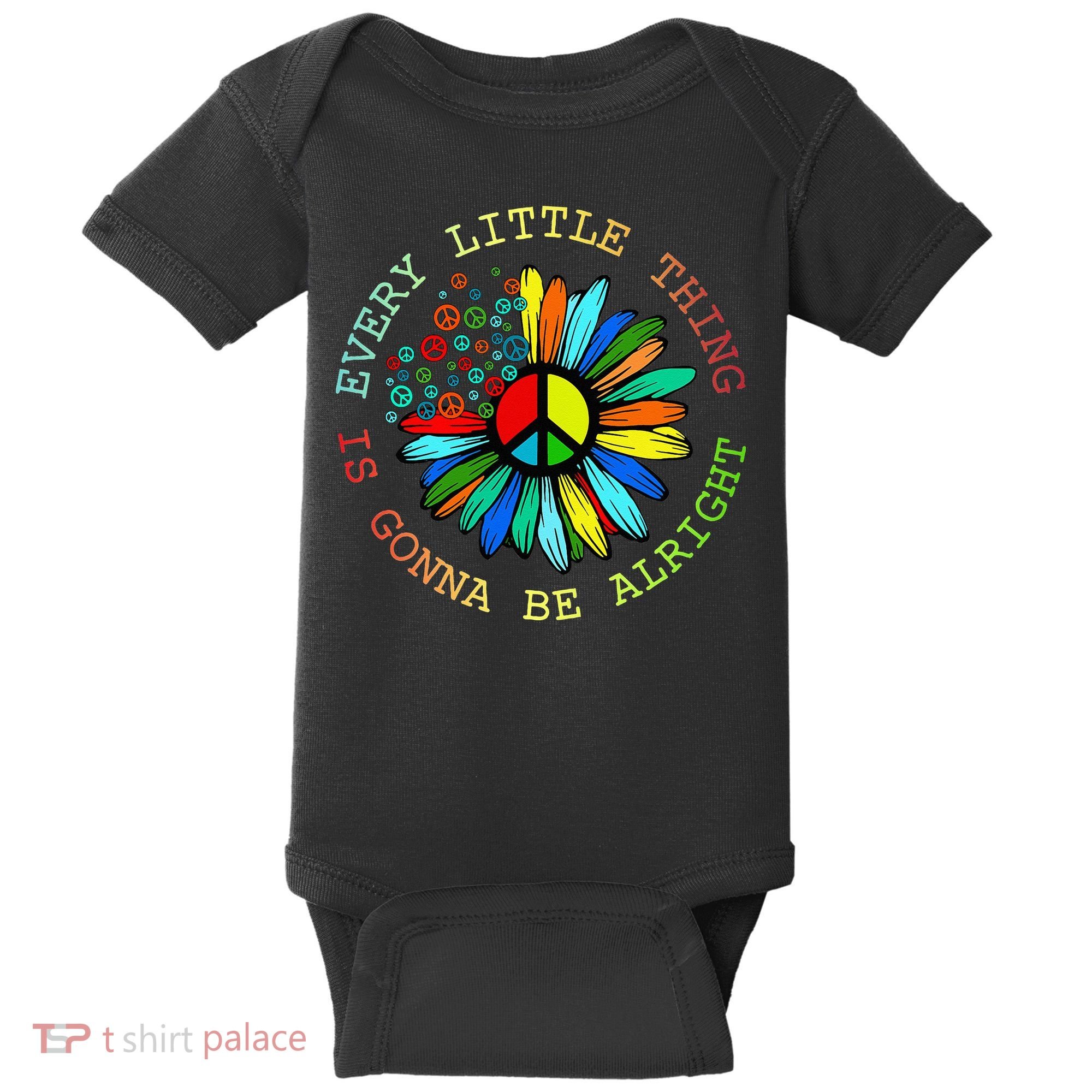 Every Little Thing Is Gonna Be Alright Hippie Flower Baby Bodysuit