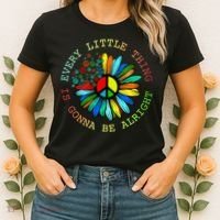 Every Little Thing Is Gonna Be Alright Hippie Flower Women's T-Shirt thumb 2