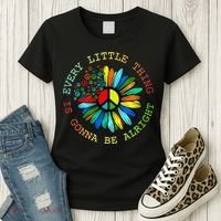 Every Little Thing Is Gonna Be Alright Hippie Flower Women's T-Shirt thumb 3