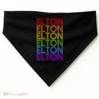 Elton Wordmark Pattern Retro Style USA-Made Doggie Bandana thumb 0
