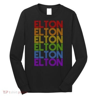 Elton Wordmark Pattern Retro Style Long Sleeve Shirt