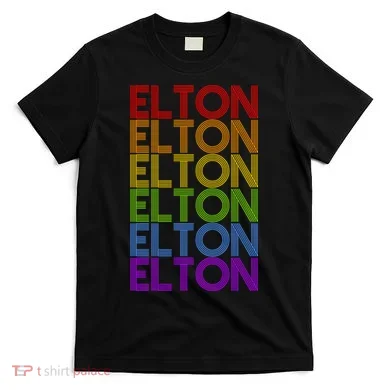 Elton Wordmark Pattern Retro Style T-Shirt