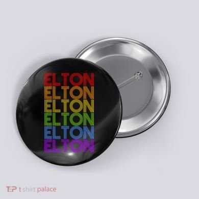 Elton Wordmark Pattern Retro Style Button
