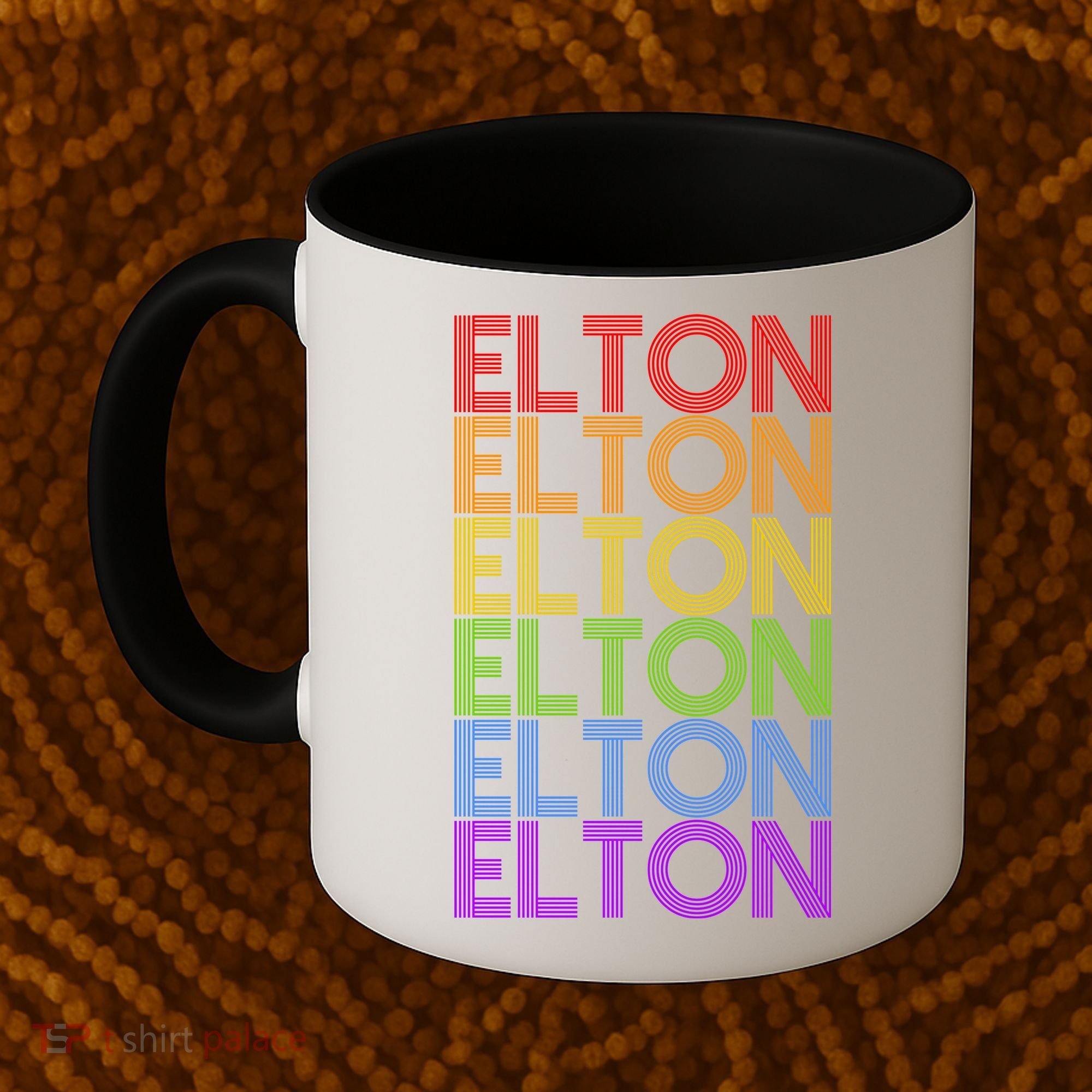 Elton Wordmark Pattern Retro Style Coffee Mug