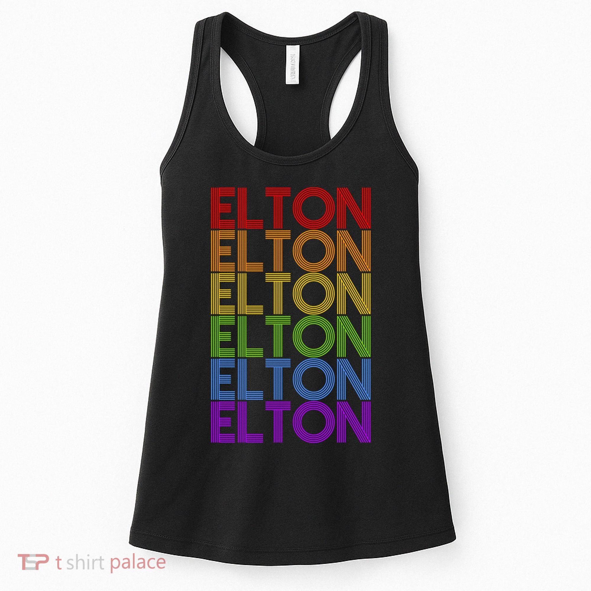 Elton Wordmark Pattern Retro Style Women's Tank Top