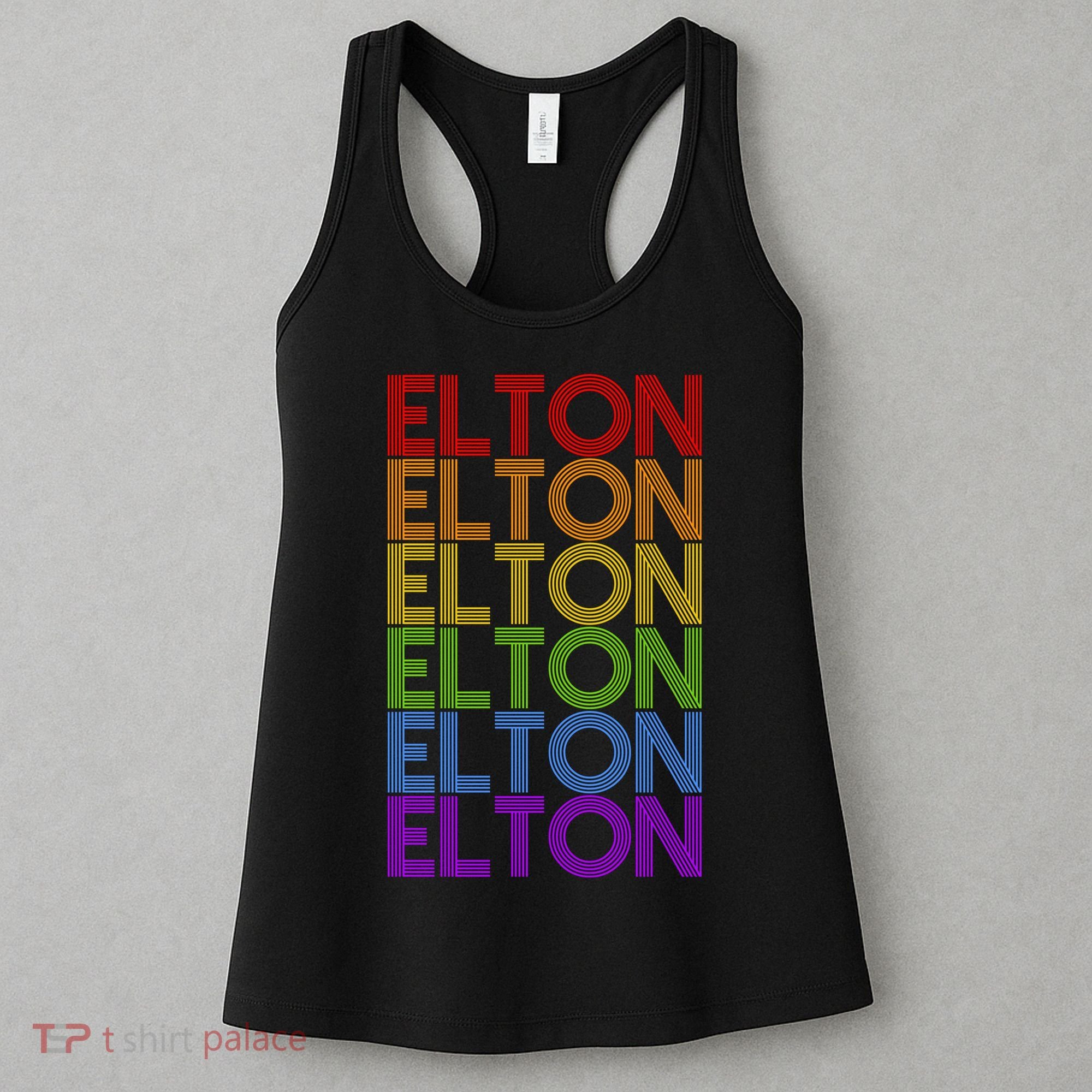 Elton Wordmark Pattern Retro Style Women's Tank Top