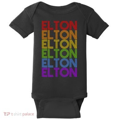 Elton Wordmark Pattern Retro Style Baby Bodysuit