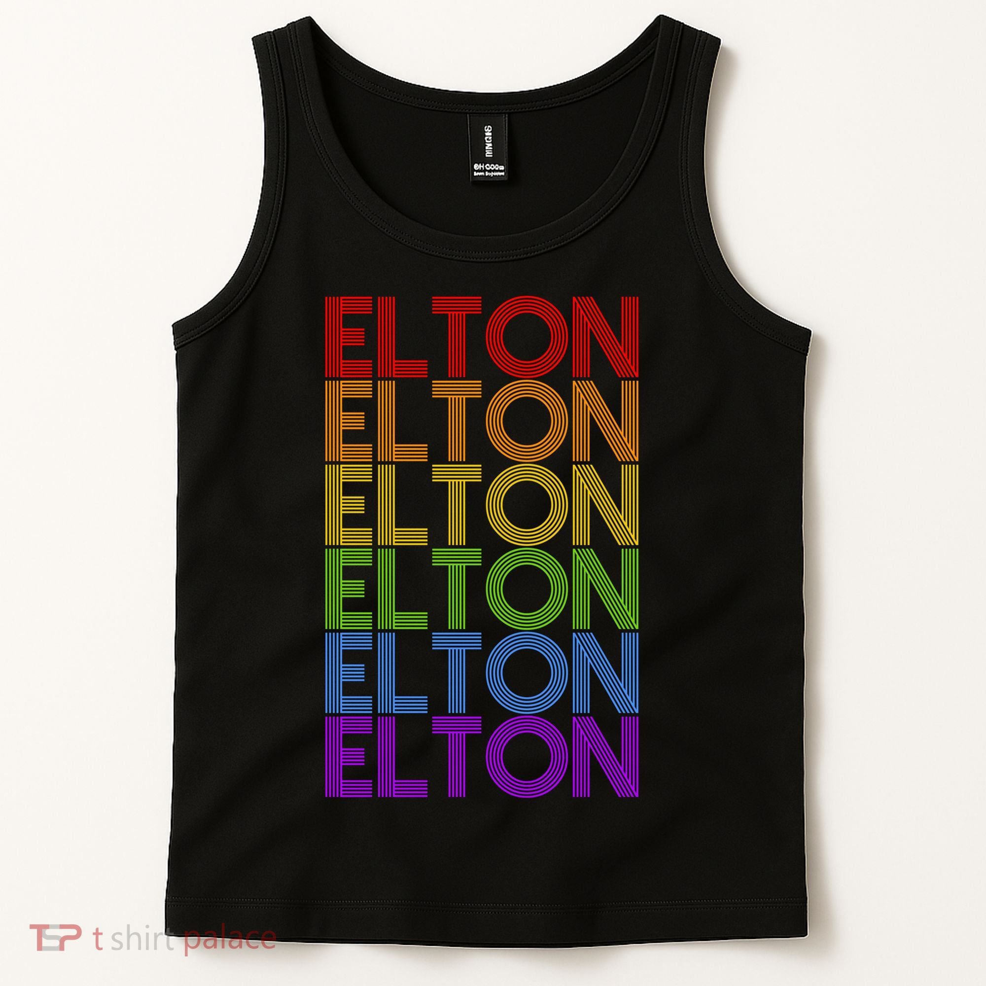 Elton Wordmark Pattern Retro Style Tank Top