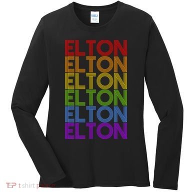 Elton Wordmark Pattern Retro Style Women's Long Sleeve Shirt