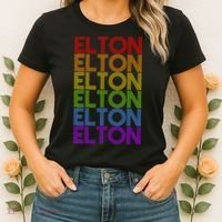 Elton Wordmark Pattern Retro Style Women's T-Shirt thumb 2