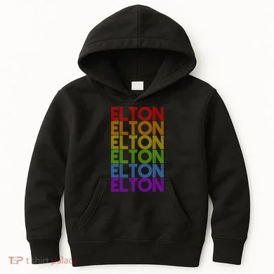 Elton Wordmark Pattern Retro Style Kids Hoodie