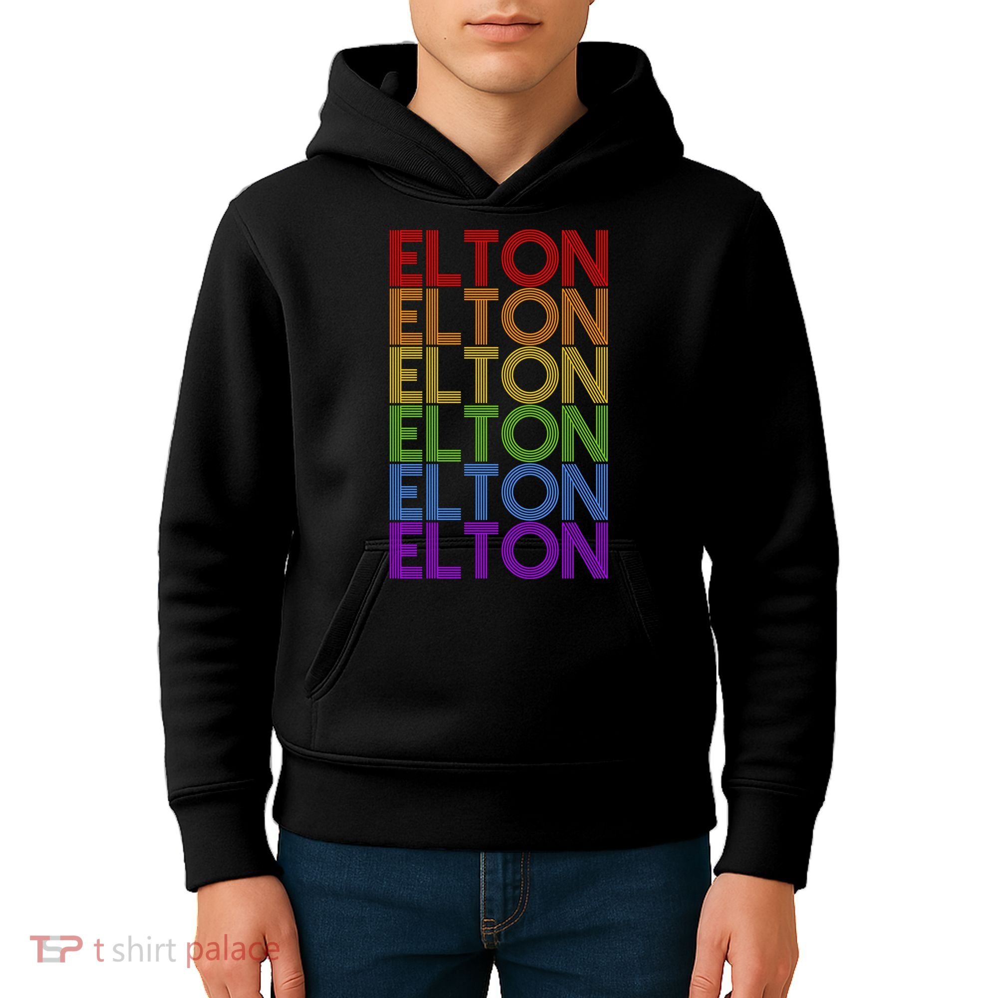 Elton Wordmark Pattern Retro Style Kids Hoodie
