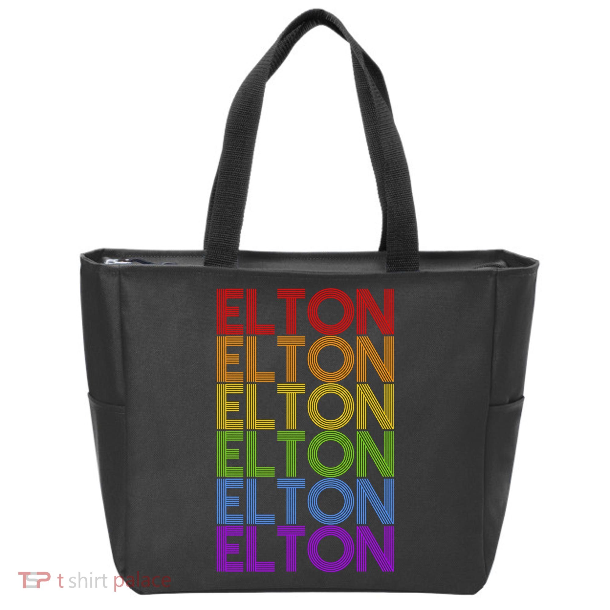 Elton Wordmark Pattern Retro Style Tote Bag