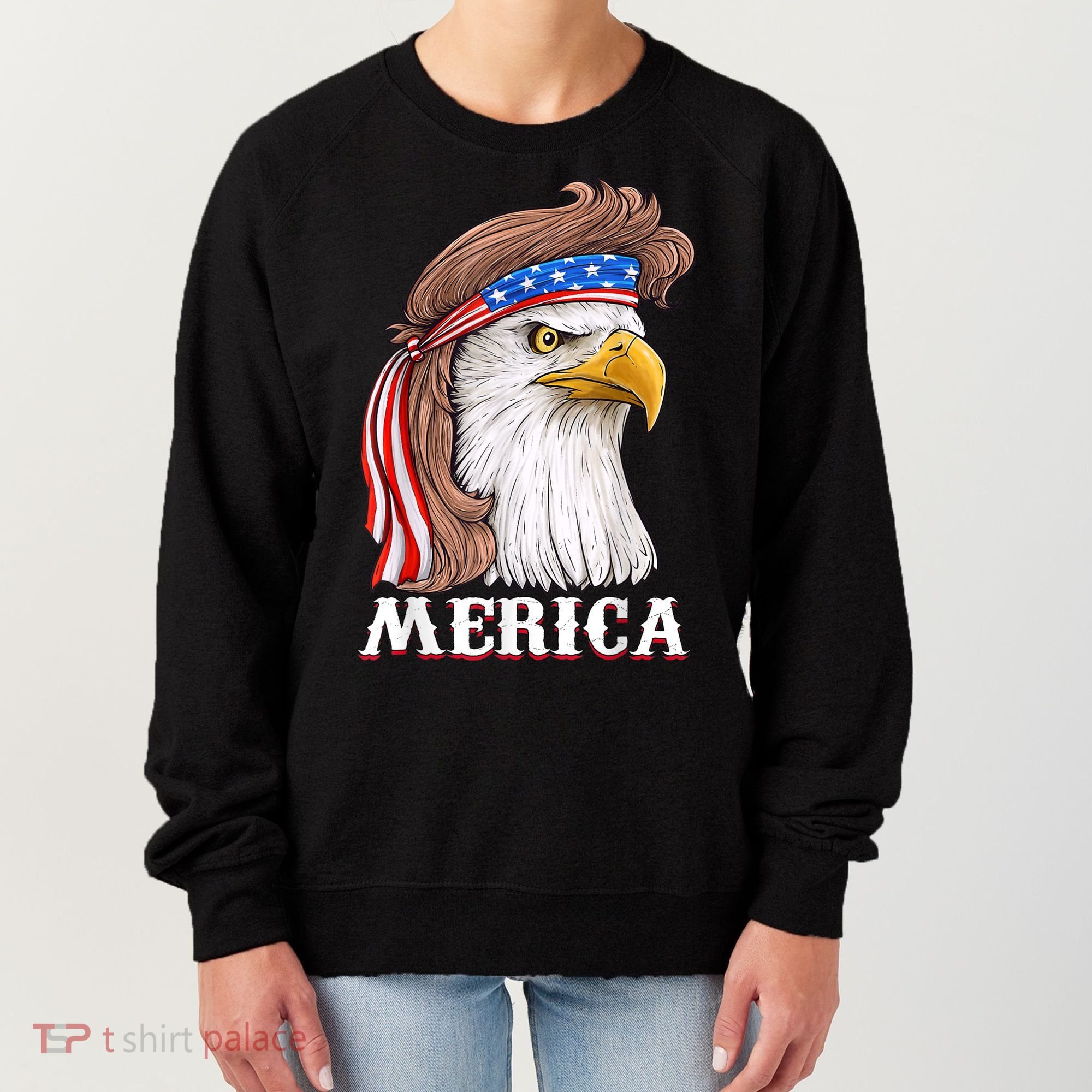 Eagle Mullet 4th Of July USA American Flag Merica Women's Sweatshirt