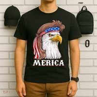 Eagle Mullet 4th Of July USA American Flag Merica T-Shirt thumb 6