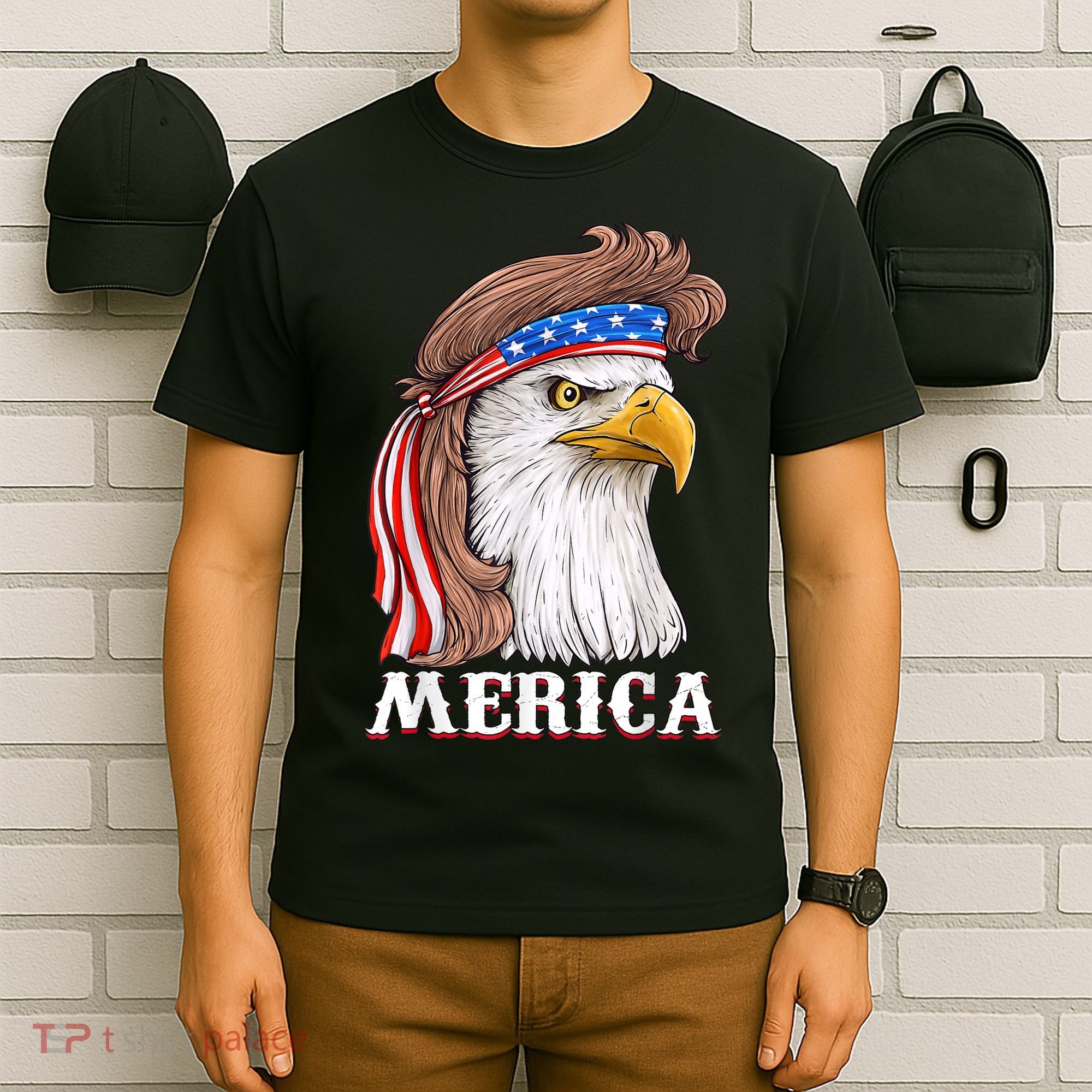 Eagle Mullet 4th Of July USA American Flag Merica T-Shirt