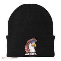 Eagle Mullet 4th Of July USA American Flag Merica Beanie thumb 0