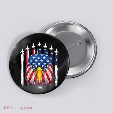 Eagle Mullet 4th Of July USA American Flag Merica Button