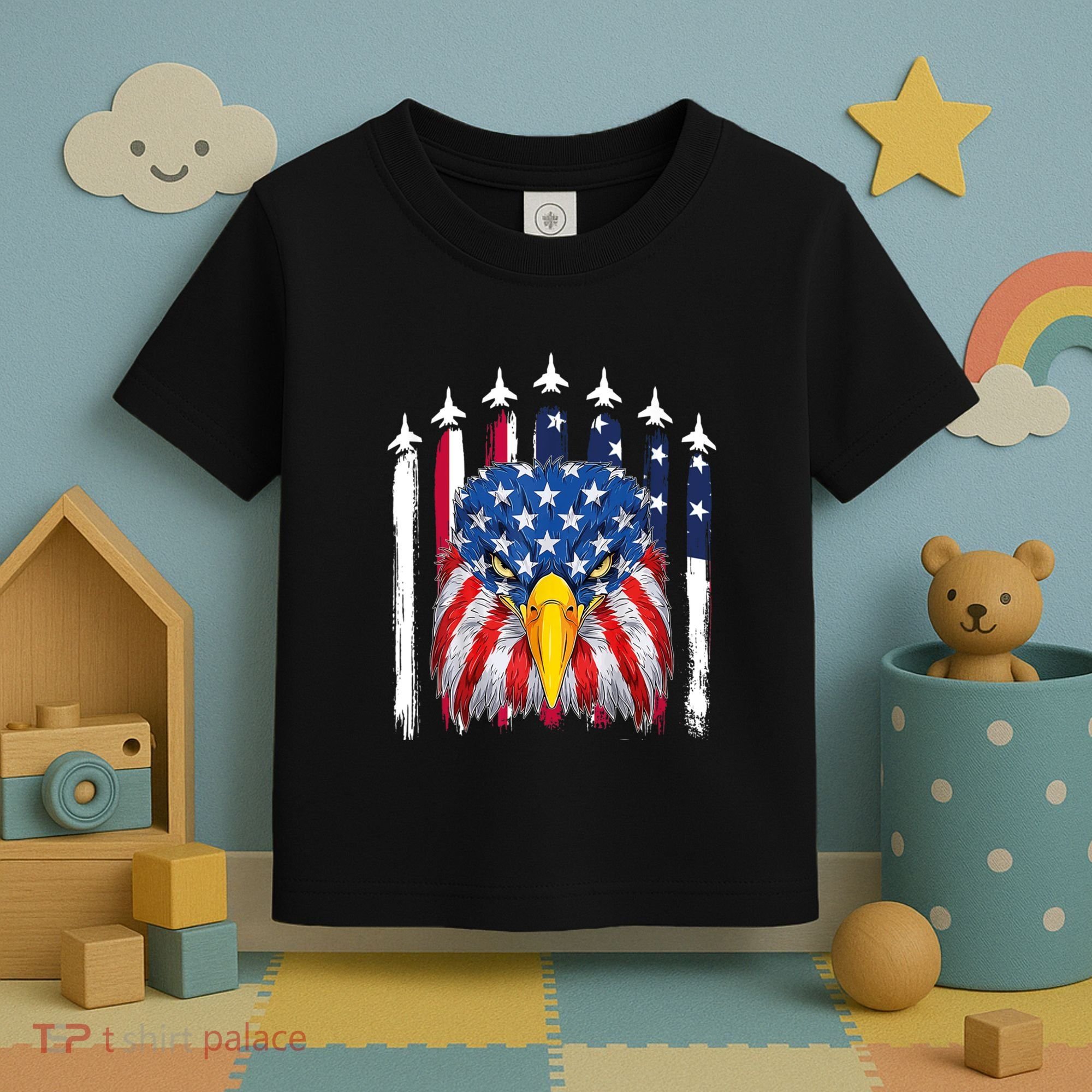 Eagle Mullet 4th Of July USA American Flag Merica Toddler T-Shirt