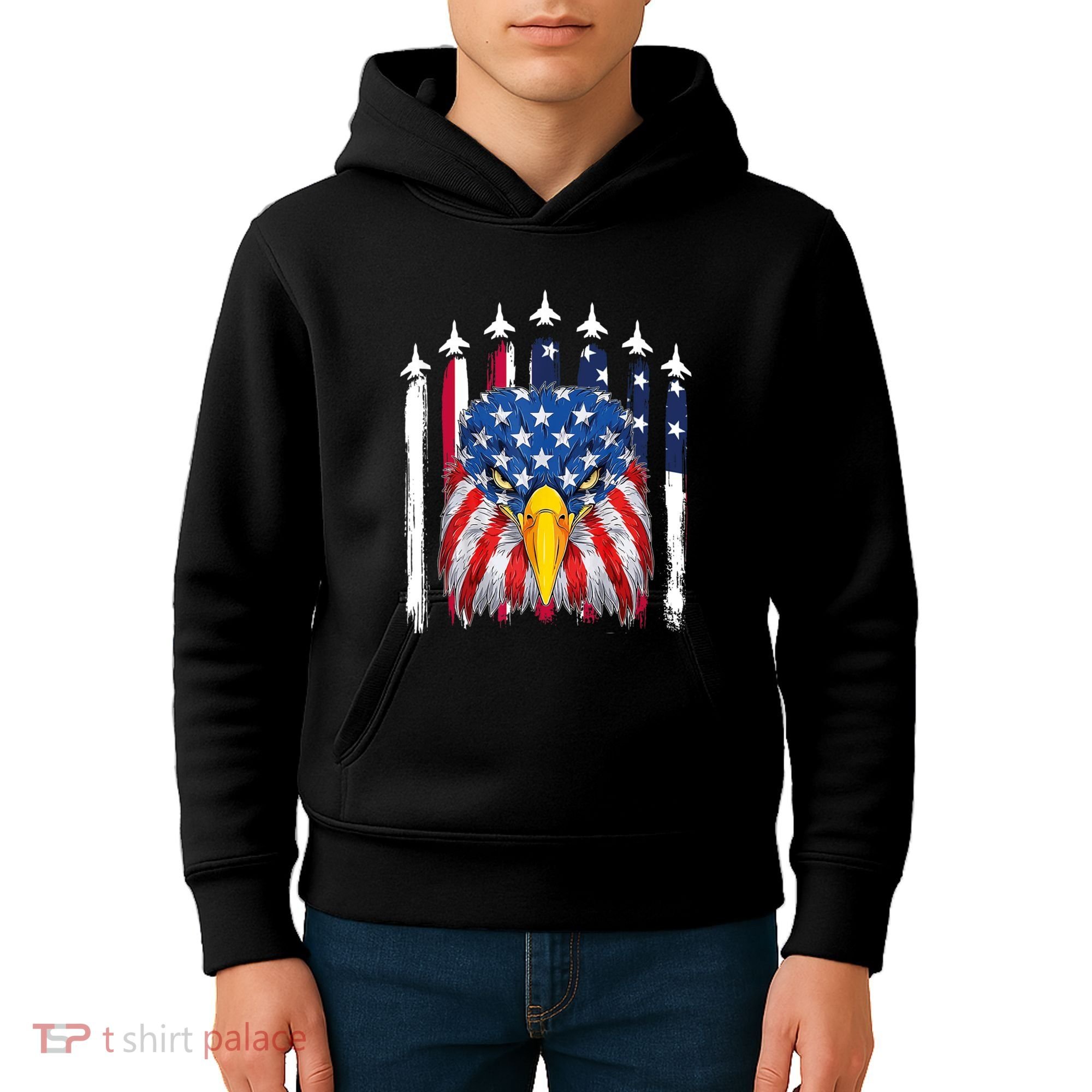 Eagle Mullet 4th Of July USA American Flag Merica Kids Hoodie