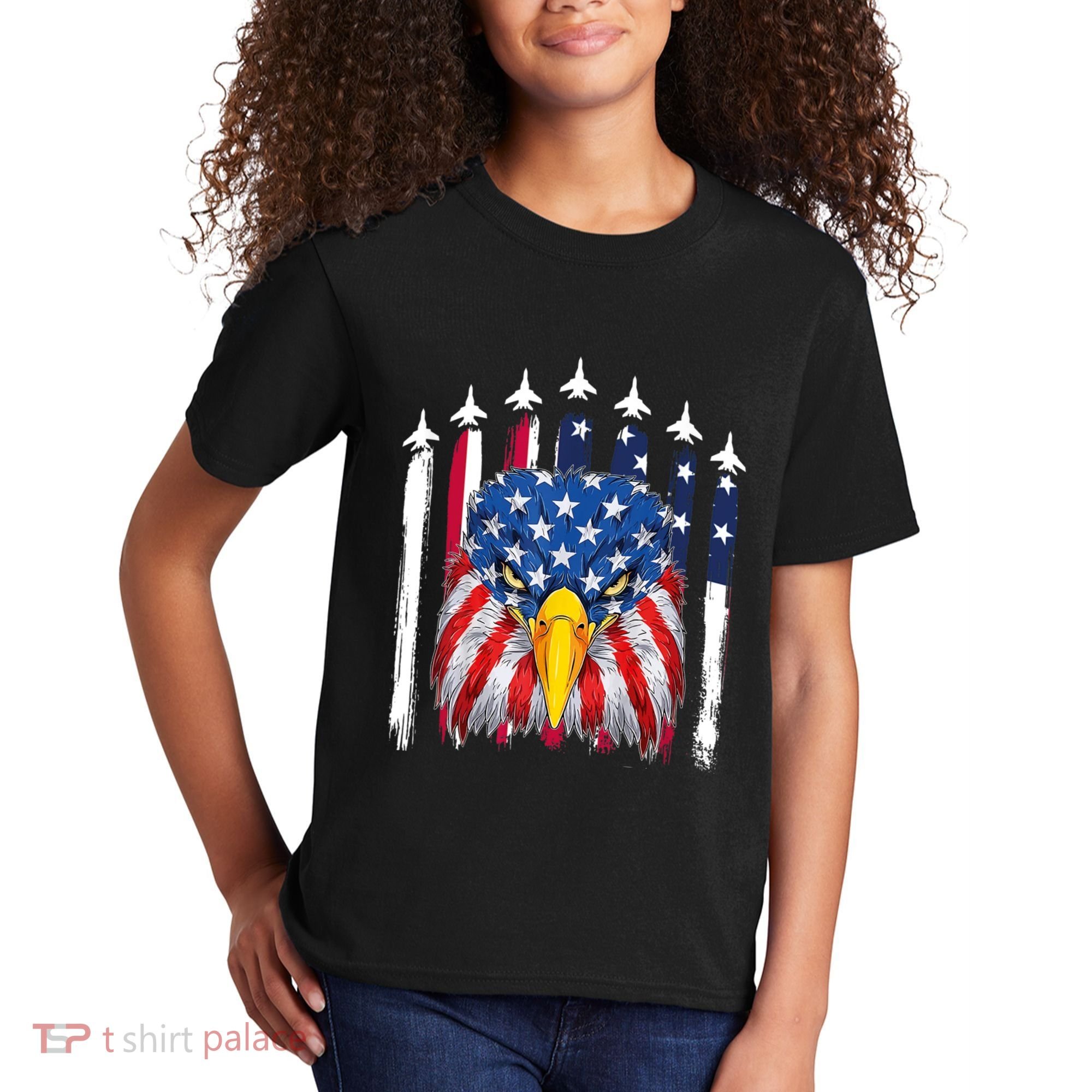 Eagle Mullet 4th Of July USA American Flag Merica Kids T-Shirt