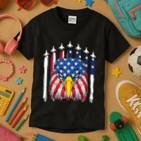 Eagle Mullet 4th Of July USA American Flag Merica Kids T-Shirt thumb 3