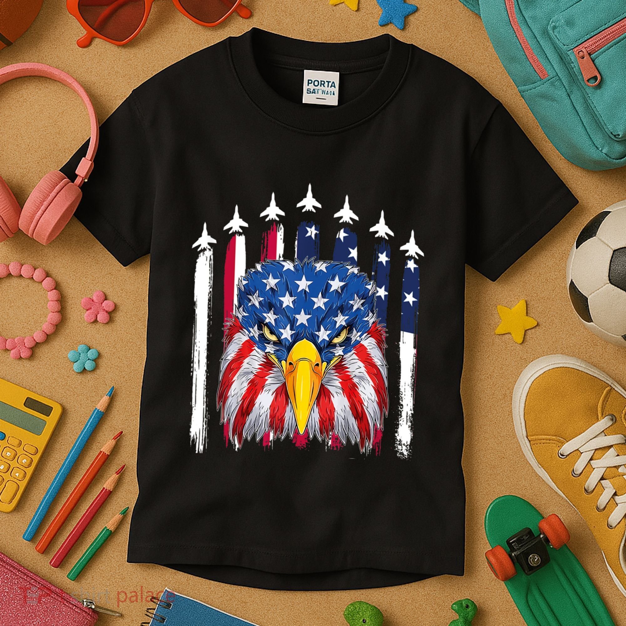 Eagle Mullet 4th Of July USA American Flag Merica Kids T-Shirt
