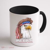 Eagle Mullet 4th Of July USA American Flag Merica Coffee Mug thumb 1