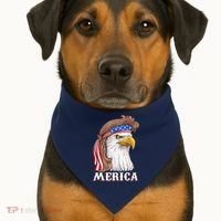 Eagle Mullet 4th Of July USA American Flag Merica USA-Made Doggie Bandana thumb 1